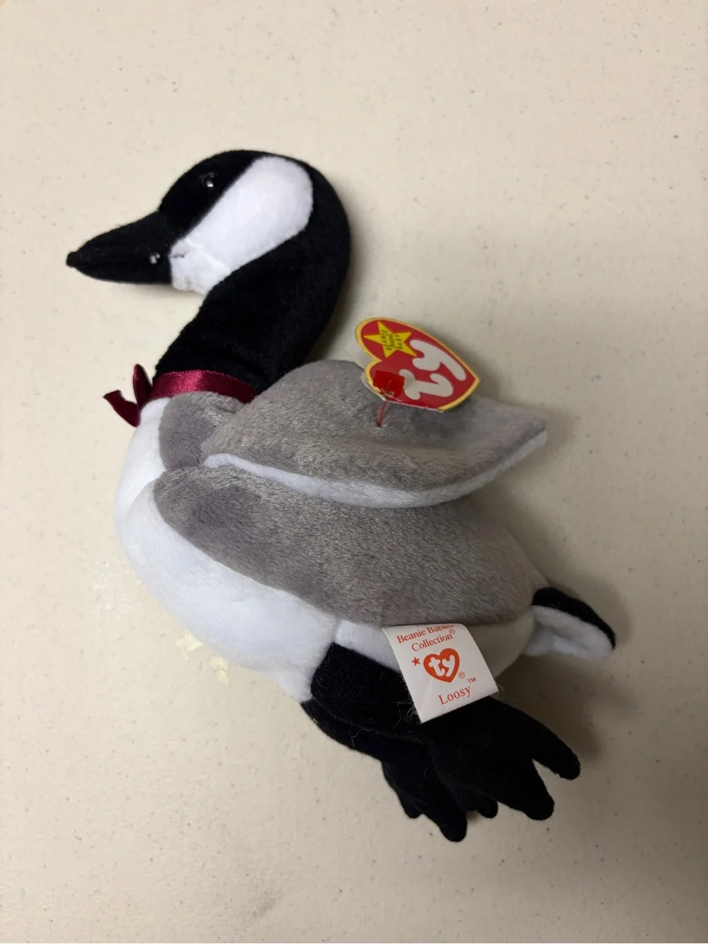 Ty Plush Canada Goose in Black, Gray & White with Heart Tag